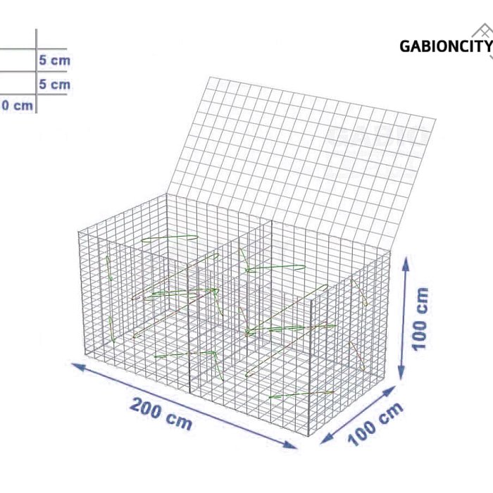 Gabionový koš 200x100x100 cm