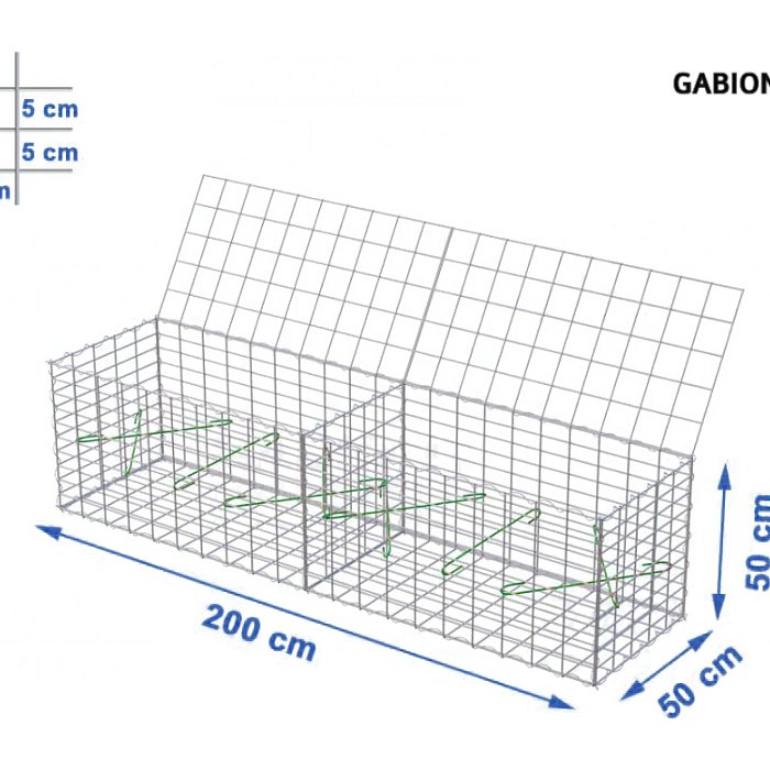 Gabionový koš 200x50x50 cm