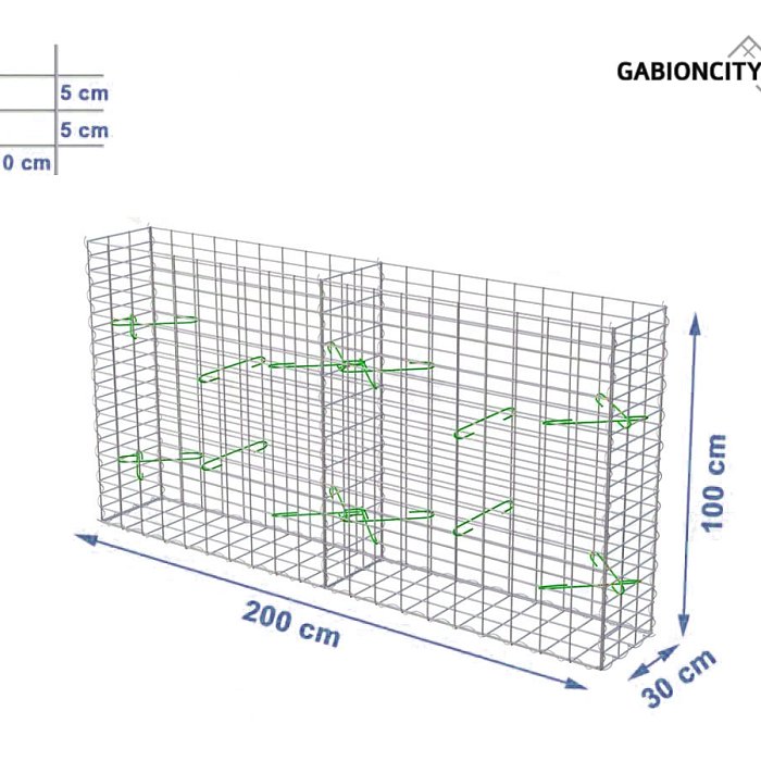 Gabionový koš 200x30x100 cm