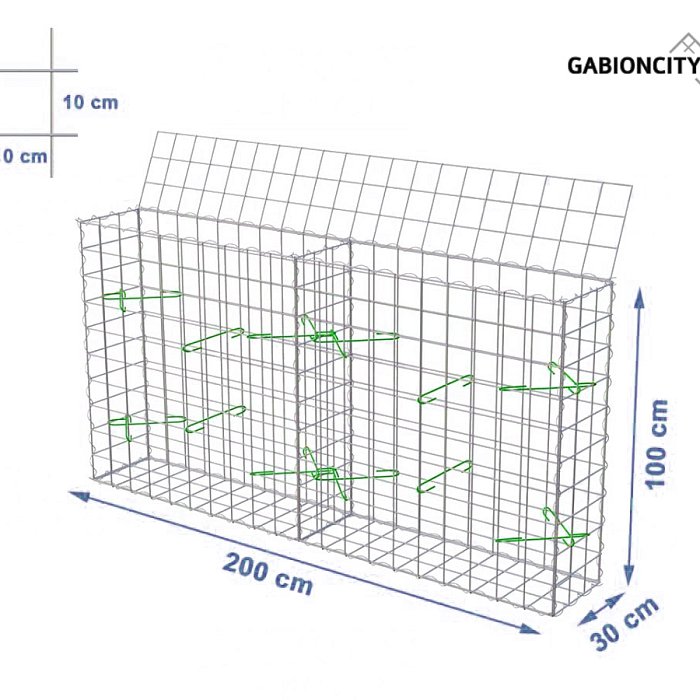Gabionový koš 200x30x100 cm