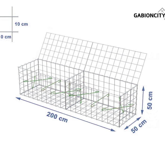 Gabionový koš 200x50x50 cm