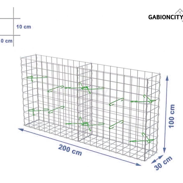 Gabionový koš 200x30x100 cm