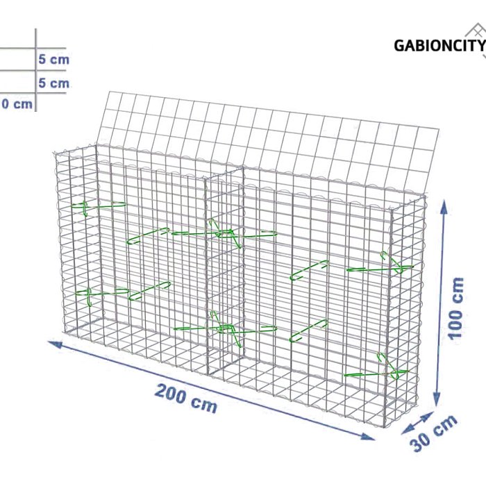 Gabionový koš 200x30x100 cm